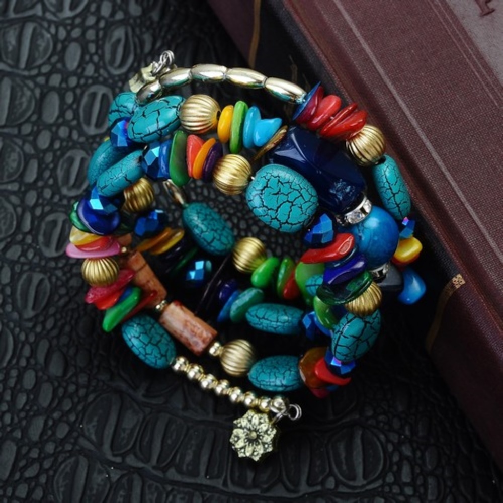 Agate Crystal Charm  Shell Rhinestone Braclet